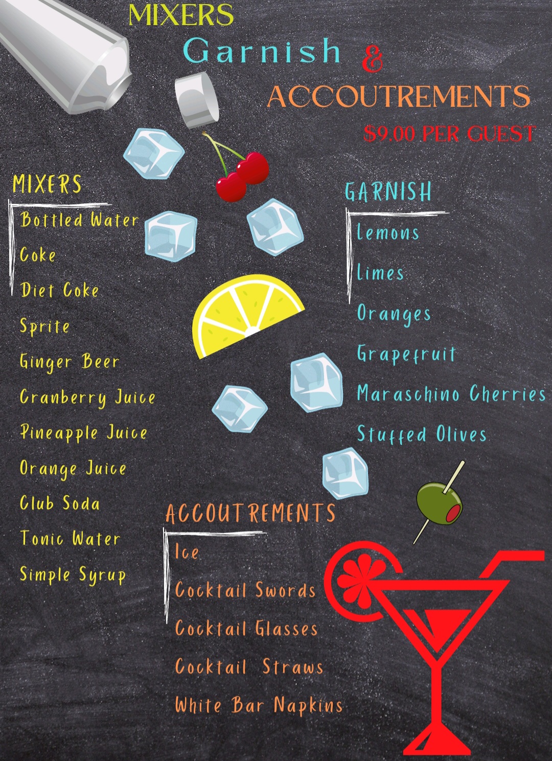 Bartender Chicago Menu